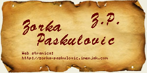 Zorka Paskulović vizit kartica